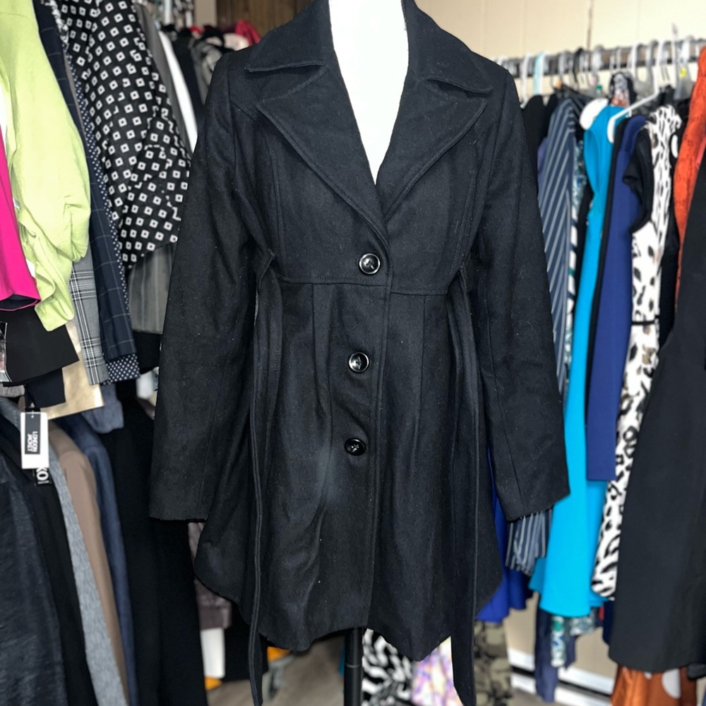 Liz Lange maternity black faux wool coat - S
